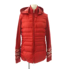 23区 オンワード樫山 ジャケット 上着 3 赤 長袖 ニット切替 フード付き /JP