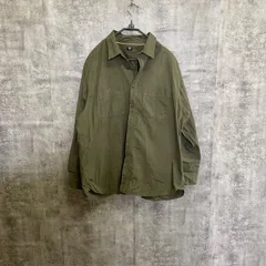 【Y-309】UNIQLO ユニクロ 長袖シャツ カーキ オリーブ メンズ4XL 大きいサイズ ワークシャツ コットンシャツ 胸ポケット 無地 カジュアル ミリタリー シンプル ビッグサイズ ゆったり 春秋 トップス