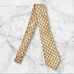 エルメス ネクタイ シルク100% H柄 チェーン柄 イエロー フランス製