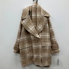 AP153　Diagram　ダイアグラム　 GRACE CONTINENTAL　グレースコンチネンタル　 タグ付き　ウールビーバーチェックコート　キャメル　36　ストール　レディース　コート　シンプル　カジュアル　きれいめのサムネイル