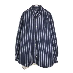90年代 Polo by Ralph Lauren ポロ ラルフローレン ボタンダウン 長袖シャツ ストライプ ブルー(メンズ XL)中古 古着 X4325