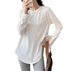 【在庫処分】裏起毛 インナー カットソー 長袖 Tシャツ ロング丈 ロンT レディース 肌触り トップス ロングTシャツ ゆったり レイヤードトップス 大きいサイズ