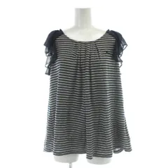 バーバリーブルーレーベル BURBERRY BLUE LABEL カットソー 袖シフォン 38 グレー 紺 ネイビー ボーダー柄 /AP