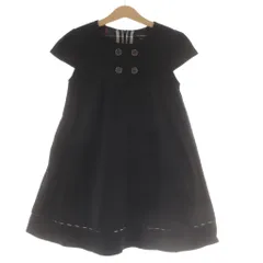 バーバリー ロンドン BURBERRY LONDON ワンピース 130A 黒 ブラック 半袖 ボタン装飾 /AU