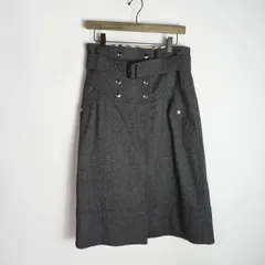 正規 BURBERRY LONDON バーバリー ロンドン ウール ベルテッド スカート fx081-934-08 灰 グレー サイズ 38 本物 1109Q★2