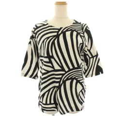 マリメッコ marimekko カットソー Tシャツ S 黒 ブラック 白 ホワイト 抽象柄 総柄 七分袖 /HN