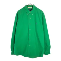 Polo by Ralph Lauren ポロ ラルフローレン ボタンダウン フランネルシャツ 無地 グリーン(メンズ XL)中古 古着 X4337