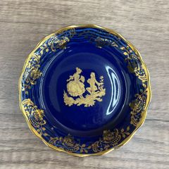 庫山窯 前畑陶器 染付捻り金祥瑞 花鳥花唐草大盛深鉢 金色縁取り