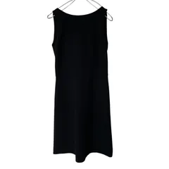 【美品】theory セオリー ノースリーブワンピース 後リボン ブラックワンピース ブラック サイズ0【ZK99】