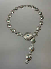 SN1223 ターコイズ？ ヴィンテージ風 ウエスタンスタイル 金属製ウエストチェーンベルト