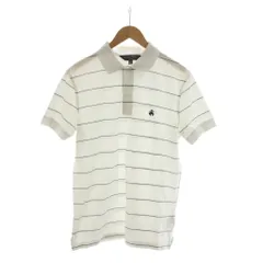 ブルックスブラザーズ BROOKS BROTHERS ポロシャツ M 白 ホワイト ストライプ柄 半袖 ロゴ刺繍 /RR