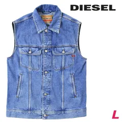 新品・未使用 ディーゼル DIESEL [Lサイズ] ノースリーブデニムジャケット メンズ ヴィンテージウォッシュ加工 フロントボタン デニムベスト D-BARCY-SM
