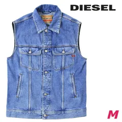 新品・未使用 ディーゼル DIESEL [Mサイズ] ノースリーブデニムジャケット メンズ ヴィンテージウォッシュ加工 フロントボタン デニムベスト D-BARCY-SM