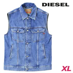 新品・未使用 ディーゼル DIESEL [XLサイズ] ノースリーブデニムジャケット メンズ ヴィンテージウォッシュ加工 フロントボタン デニムベスト D-BARCY-SM