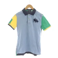 ポロ バイ ラルフローレン Polo by Ralph Lauren ポロシャツ 半袖 160/80 水色 ライトブルー マルチカラー ロゴ刺繍 /RR
