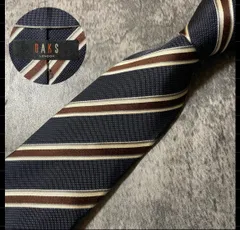 DAKS ダックス ネイビー ストライプ シルク ネクタイ[MSE477]