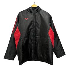 ミズノ MIZUNO ダウンコート 長袖 フード プリント 395020917 F 黒 ブラック 赤 レッド