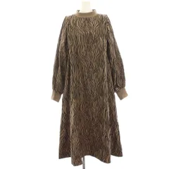 サウザンドマイル THOUSAND MILE ワンピース F 茶 ブラウン ゼブラ柄 ハイネック 長袖 ロング マキシ パフスリーブ ナイロン /HN ■MA