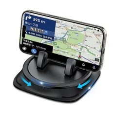 【2025新登場】スマホホルダー 車 置くだけ 車 ホルダー シリコン製 滑り止め 強力な粘着パット 360度回転 車載スマホホルダー 取り付け簡単 防振 脱着簡単 車用 スマホホルダー iPhone16 15 14 13 12 Pro Max Andro 0