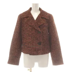 ハナエモリ HANAE MORI テーラードジャケット 上着 38 オレンジ ツイード 長袖 ダブルブレスト /AU