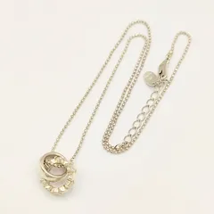 【美品】4℃　ヨンドシー　ダブルリングネックレス　ハートストーン　puresilver　シルバー999　4.6g