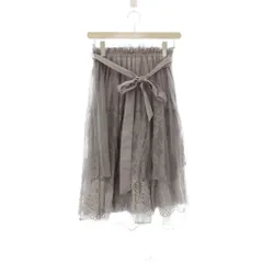 アクシーズファム axes femme スカート M グレー レース柄 リボン付き /JP