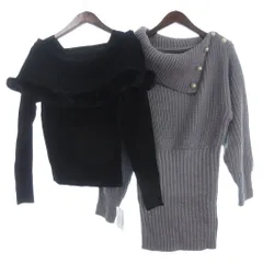 グレイル GRL タグ付き 2点 セット まとめ ワンピース ニット ミニ オフタートル 長袖 M 黒 グレー