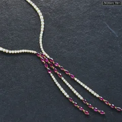 テニスチェーン ネックレス レディース K18 18金 イエローゴールド ルビー ダイヤモンド ドレープ ライン 3連 チャーム テニスネックレス マーキスカット 18k カラーストーン ハイジュエリー 鑑別書付き【アクセサリーマート/メルカリShops店】