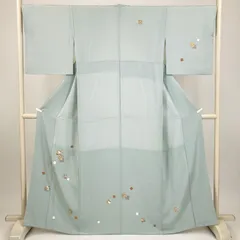 たんす屋 TANSU-YA 着物 リユース着物 付下訪問着 薄水色 セミフォーマル 色紙散らし 袷 絹 未洗い 【身丈】158cm【裄丈】68cm MS7902