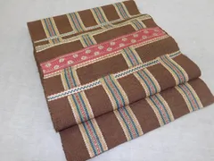 P42025　ざっくりな　手織り　八寸　名古屋帯　ｃ