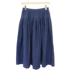 キャラオクルス CARA O CRUZ フレアスカート イージ デニム ミモレ ロング ウエストゴム ワンカラー 無地 9 紺 ネイビー /BB