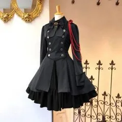 【CHA001090L】軍服ワンピース Lサイズ グレー