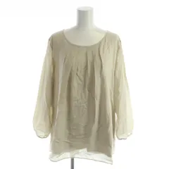 23区 オンワード樫山 シャツ ブラウス 46 ベージュ 長袖 ボーダー柄 ラウンドネック /AP