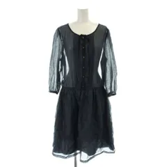 クミキョク 組曲 KUMIKYOKU ワンピース シアー 7 紺 ネイビー ボーダー柄 ラウンドネック 七分袖 /AP