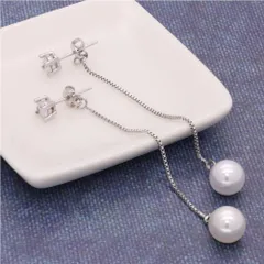 【パールピアス ベネチアンチェーン】[Adelina Style] パール ピアス レディース 人気 ゆれる スタッドピアス 1ペア 真珠 パールピアス シルバー925 純銀 イヤリング 金属アレルギー対応 ベネチアンチェーン (タイプA)