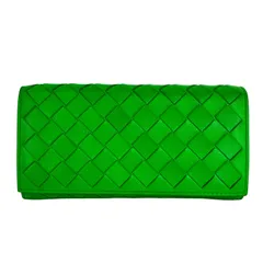 【BOTTEGA VENETA】ボッテガ・ヴェネタ イントレチャート 長財布 グリーン レディース メンズ ユニセックス 【中古】USED-B 【9356】
