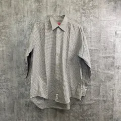 【T-384】Coca-Cola コカコーラ 長袖チェックシャツ ベージュ ネイビー メンズL ロゴタグ 企業ロゴ コットンシャツ カジュアル アメカジ 古着風 ワークシャツ 春秋 トップス シンプル チェック柄