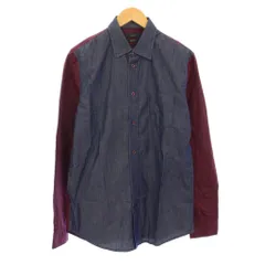 ディーゼル DIESEL カジュアルシャツ 長袖 レギュラーカラー バイカラー L 紺 ネイビー ボルドー /BB