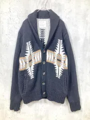 BAYFLOW ベイフロー BM1812NM06 厚手 ニット ショールカラー ネイティブ柄 カーディガン size3/黒系 ◇■メンズ