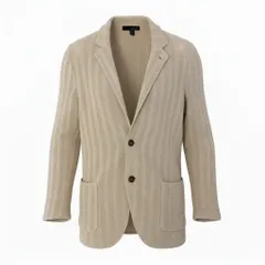 60c6 LARDINI ラルディーニ ニットジャケットカーディガン ニットセーター コットンニット Mサイズ ベージュ コットン100％ メンズ 男性用u02tのサムネイル