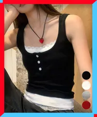 新品 カップ付きタンクトップ重ね着風ブラトップ チラ見え防止タンク 大人可愛いインナー きれいめカジュアル【送料無料】