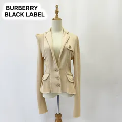 BURBERRY BLACK LABEL ノバチェック ニットテーラードジャケット レディースM相当 アイボリー バーバリー ブラックレーベル