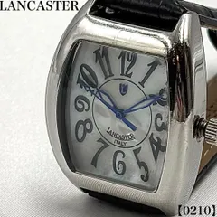 稼働品 Working item ランカスター LANCASTER 腕時計 メンズ Men's クォーツ Quartz 0265 アナログ トノー型 シェル 文字盤 ブルー針 シルバー ケース イタリア ブランド 0210のサムネイル