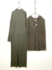 新品 LARUTA ラルータ 3042090010 リブニットワンピース フェザーベスト SET ワンピース sizeF/チャコールグレー ◇■◎レディース