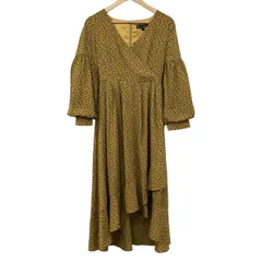 Emiria Wiz(エミリアウィズ) ワンピース サイズS レディース美品  - ダークイエロー×黒×白 Vネック/長袖/ロング