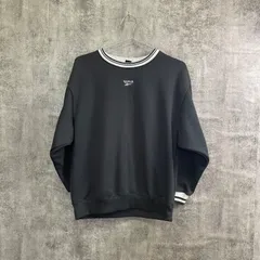 【T-387】Reebok リーボック スウェット L ブラック 黒 トレーナー ワンポイントロゴ 刺繍 クルーネック メンズ スポーツ カジュアル 古着 トップス ストリート スポーツミックス 春秋 スウェットトレーナー