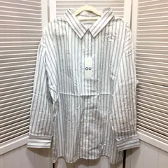 未使用☆GU ジーユー WOMEN ストライプ オーバーサイズシャツ(長袖)JN+E XL オフホワイト