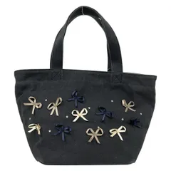 TOCCA(トッカ) ハンドバッグ美品  - 黒×ダークネイビー×ベージュ リボン/ラインストーン