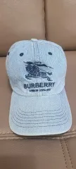 バーバリーxシュプリーム 6パネル デニムウォッシュドブルー ベースボールキャップ 帽子