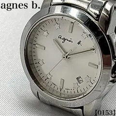 稼働品 Working item アニエスベー agnes b. 腕時計 レディース Ladies クォーツ Quartz 7N82-0FV0 星柄 スター インデックス デイト ホワイト文字盤 シルバー ラウンドフェイス SS 0153のサムネイル
